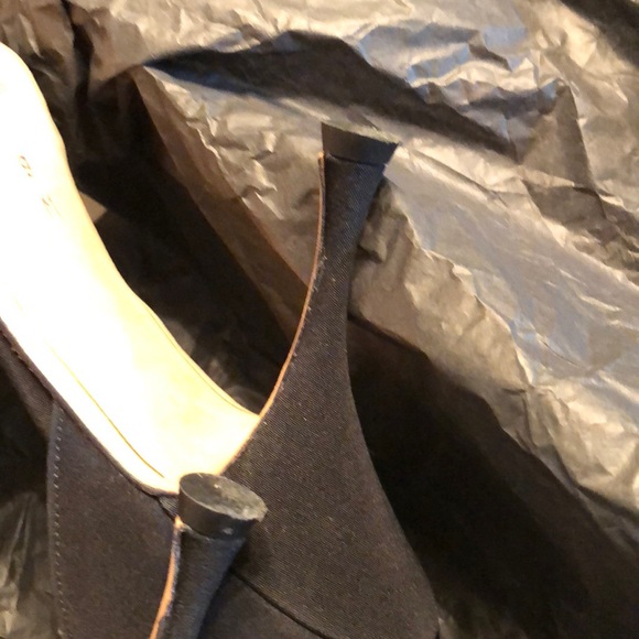 Anne Klein Blk Faille/leather open sided mesh pump - Picture 3 of 5